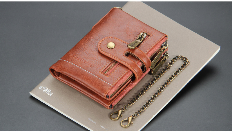 New Men's Short Wallet European And American Business Double Zipper Zero Wallet Multiple Card Slots_voghion.com