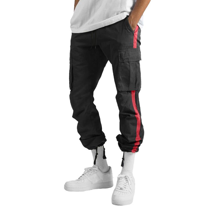 Pantaloni cargo da uomo nuovi, primavera-autunno 2025, con coulisse e design a blocchi di colore_voghion.com