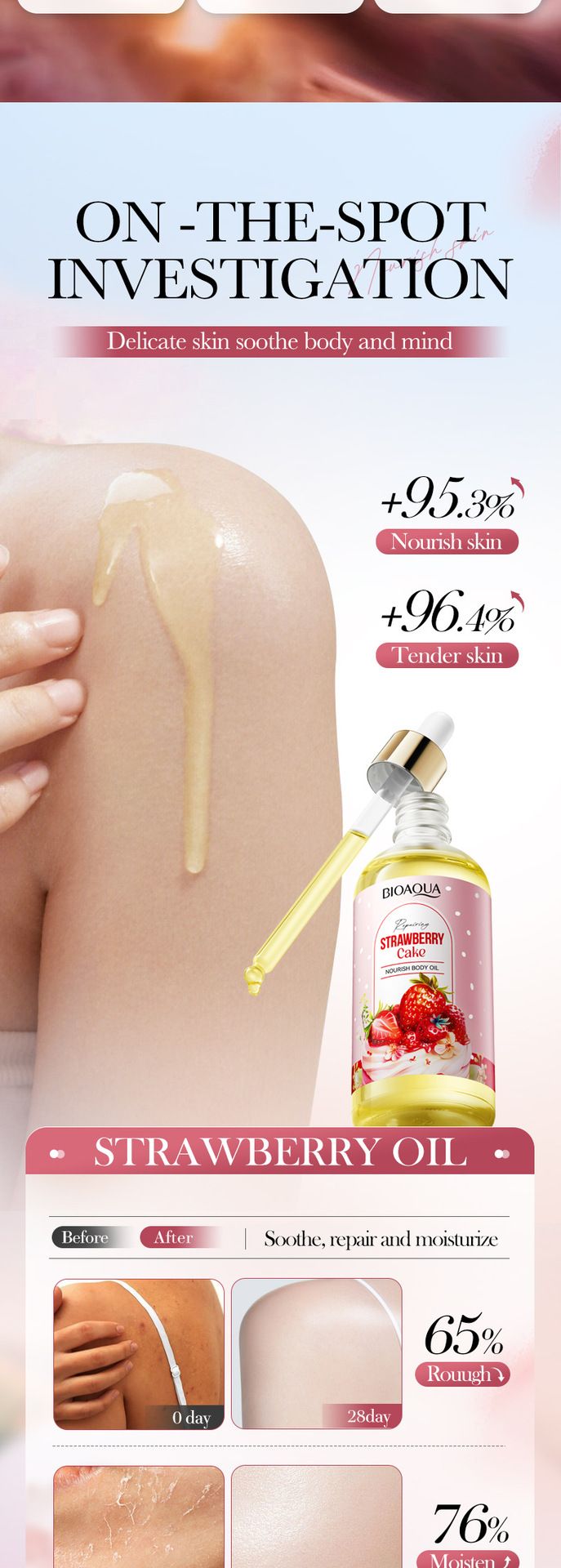 Full English Strawberry Cake Nourishing Body Oil BIOAOUA Moisturizing Skin Essence_voghion.com