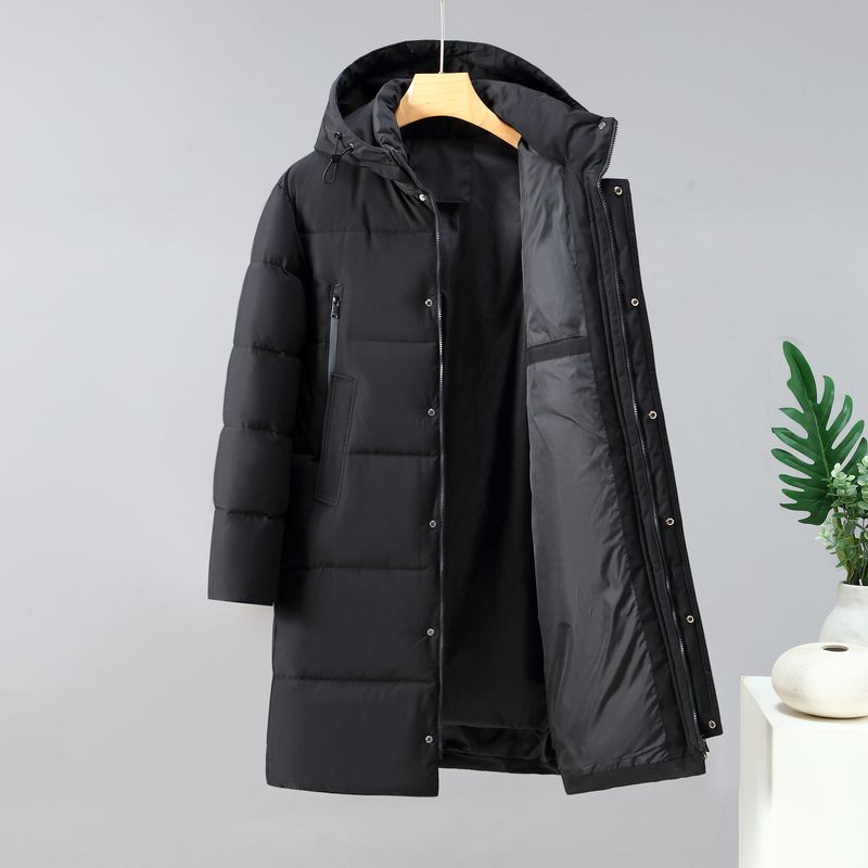Extralanger Winterparka für Herren – Winddichte Steppjacke mit abnehmbarer Kapuze (L-XXXXL, Schwarz/Grau/Camel, knielang warm)_voghion.com