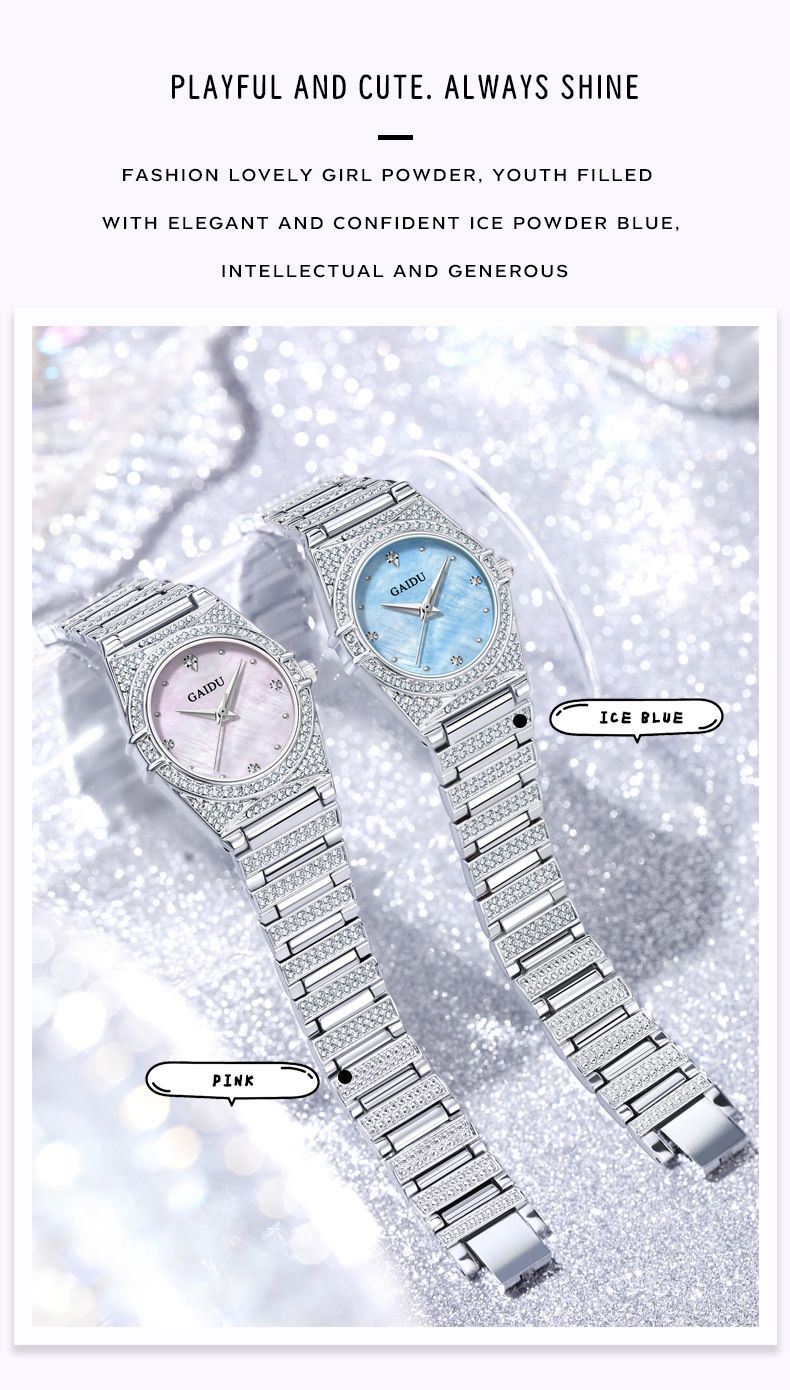 Elegant Women's Waterproof Quartz Watch With Mother-of-Pearl Dial & Diamond Accents - Ultra-Thin Stainless Steel Band High Value Watch Women_voghion.com