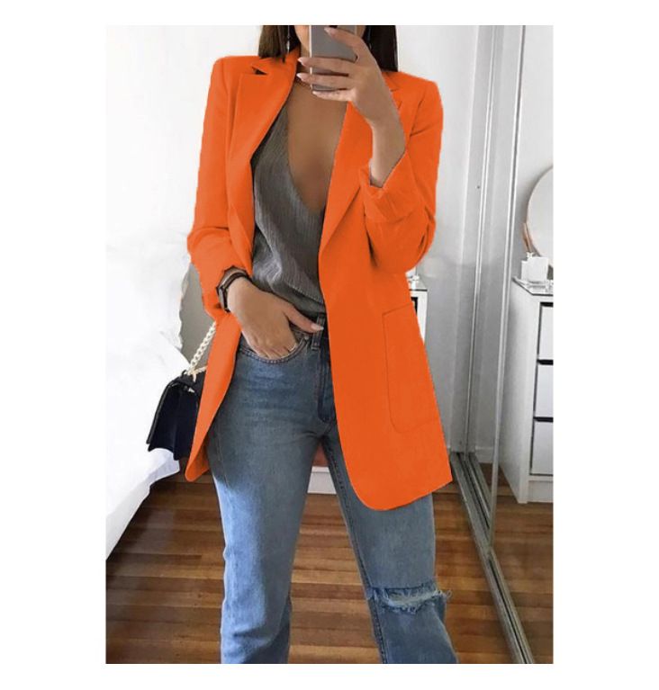 Dammode casual kostym lapel slim cardigan stil kostymjacka_voghion.com