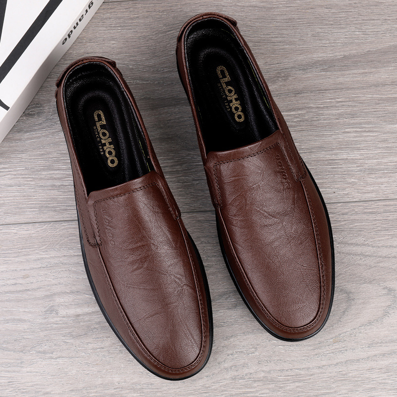 European Warm Series Large Size Cotton-Padded For Men, Genuine Leather Sole Soft Surface Lightweight Loafers, Men's Autumn Winter Business_voghion.com