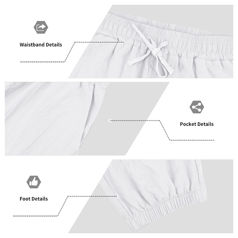 Four Seasons Beach Trend Men's Loose Linen Plus Size Casual Jogger Pants_voghion.com