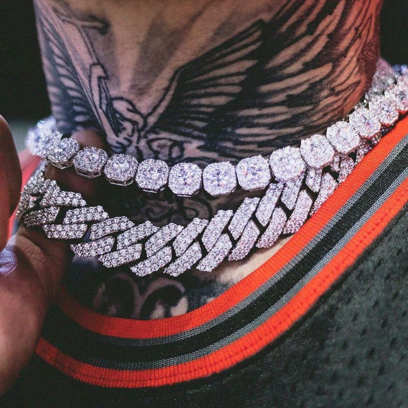 Heren Hip-Hop Bar Cubaanse Hiphop Koper Ingelegde Zirkoon 14mm Trendy Ketting_voghion.com