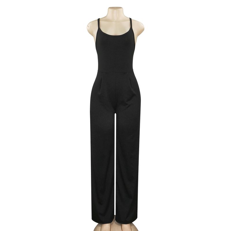 W293JP 2025 Spring New Fashionable Sexy Women's Slim Fit Jumpsuit With Backless Suspender And Straight Leg Pants_voghion.com