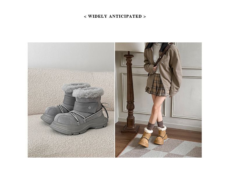 Buffny Couple's Winter Boots - Platform Slip-On Snow Shoes With Faux Fur Lining, Waterproof & Slip-Resistant Rubber Sole_voghion.com