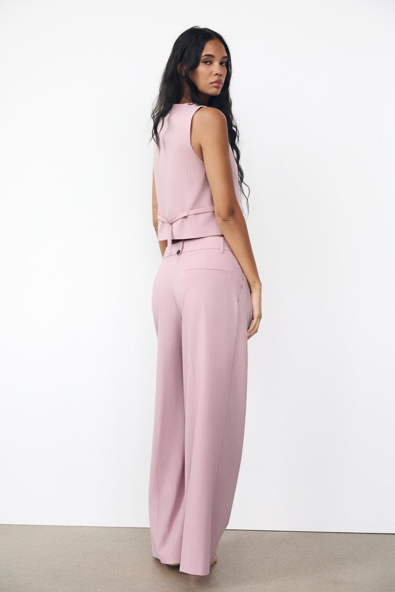 Ropa de mujer Otoño e invierno Nueva moda Trajes casuales Chaleco ajustado con cuello en V sin mangas Chaleco versátil Doble pliegue Cintura alta Pantalones anchos_voghion.com