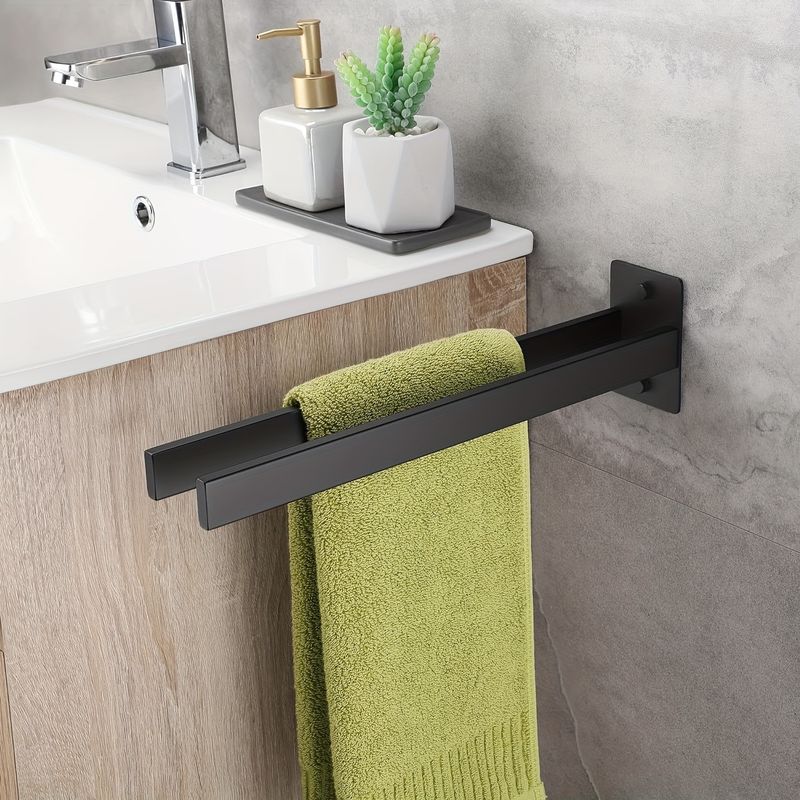 Towel Rail Stainless Steel Towel Holder Self-Adhesive Towel Rail Double No Drilling Bath Towel Holder For Bathroom Kitchen Wall Silvery 40 Cm_voghion.com