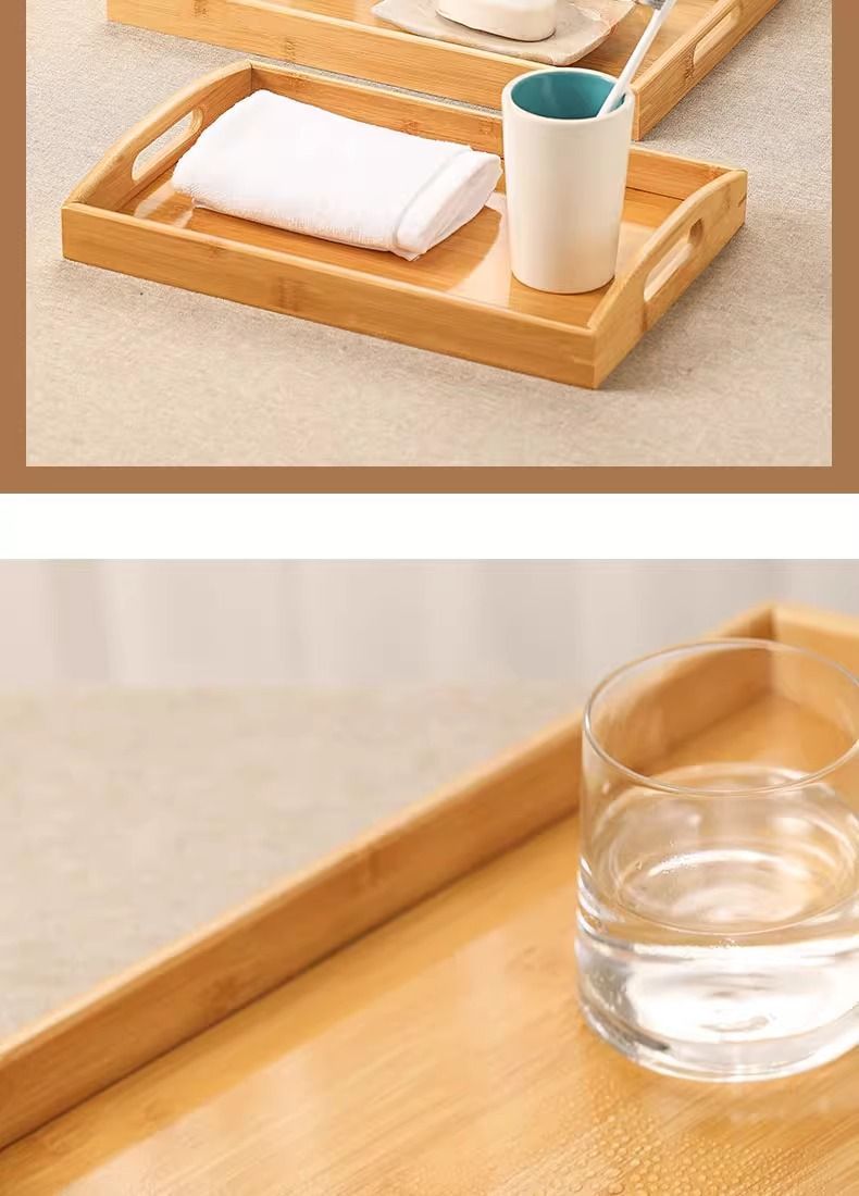 Bambus-Holz-Tablett im japanischen Stil für Nachmittagstee, Snacks, Wasserbecher, Aufbewahrung für Brot, Obst, Massivholz_voghion.com