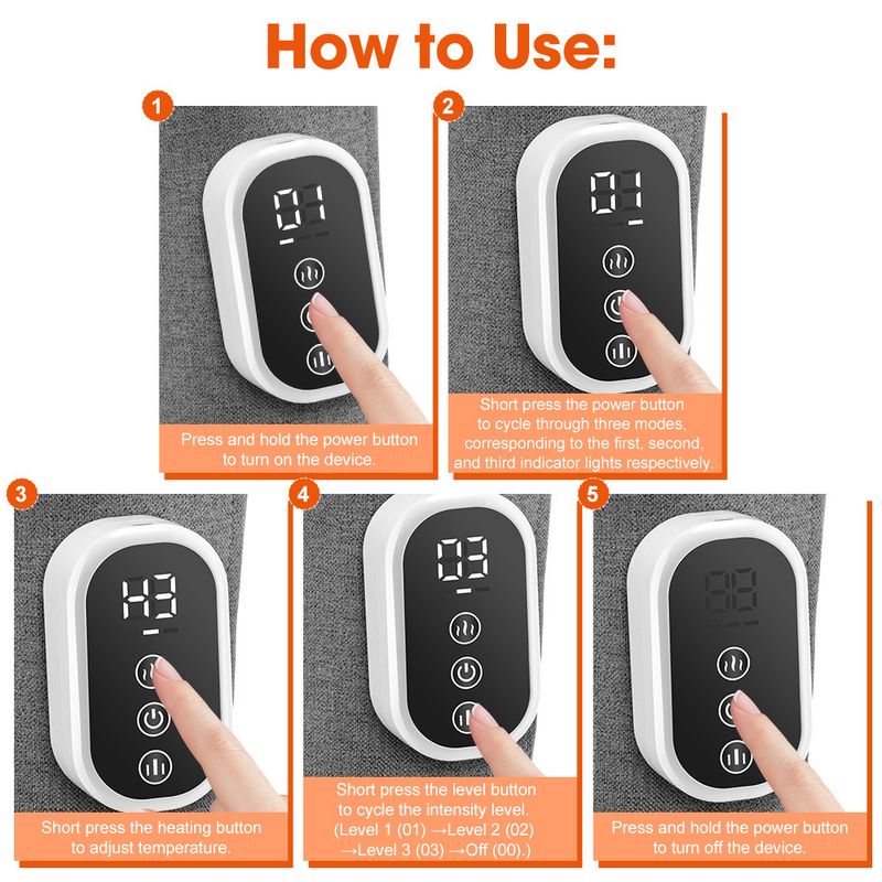 Cross-Mode Private Model Leg Modes 3 Níveis Pressão de Ar Terapia de Calor Massageador de Panturrilhas com Airbag_voghion.com