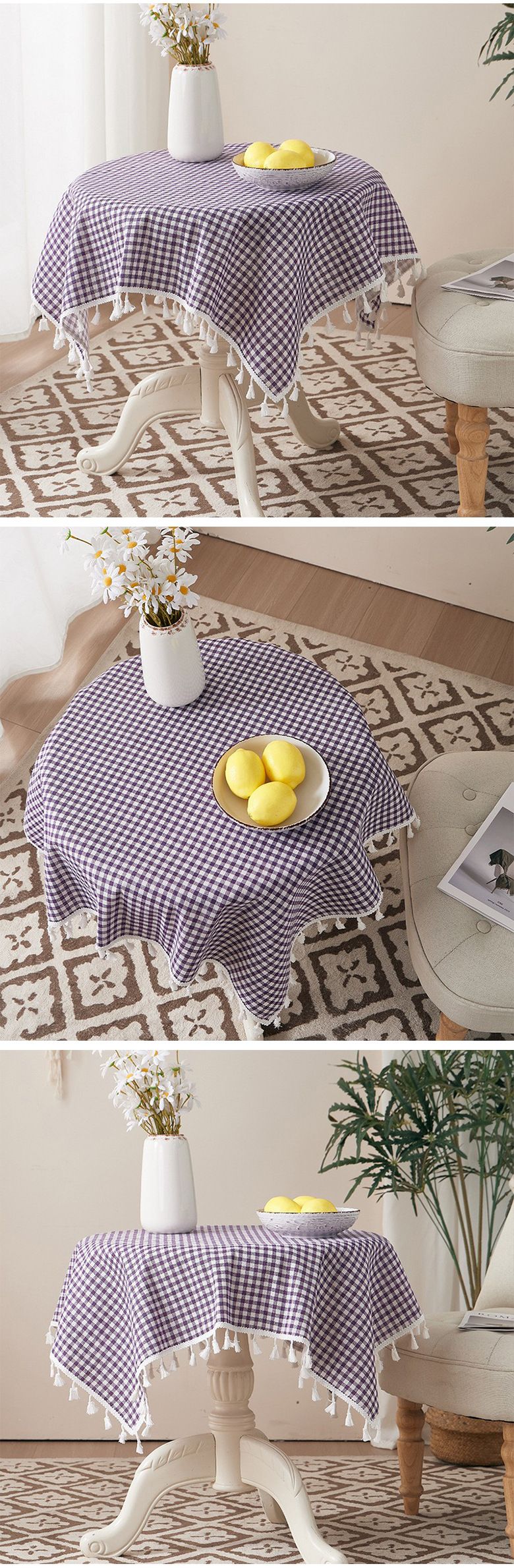 Tovaglia floreale – Copritavolo in policotone resistente al calore per tavoli da pranzo e da caffè – Antiscivolo, lavabile in lavatrice – Decorazione boho e rustica_voghion.com
