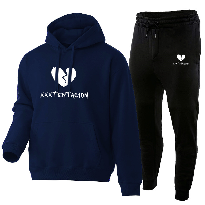 Xxxtentacion bedrucktes Hoodie-Set aus Herrenpullover, Hose und weicher Sportbekleidung_voghion.com