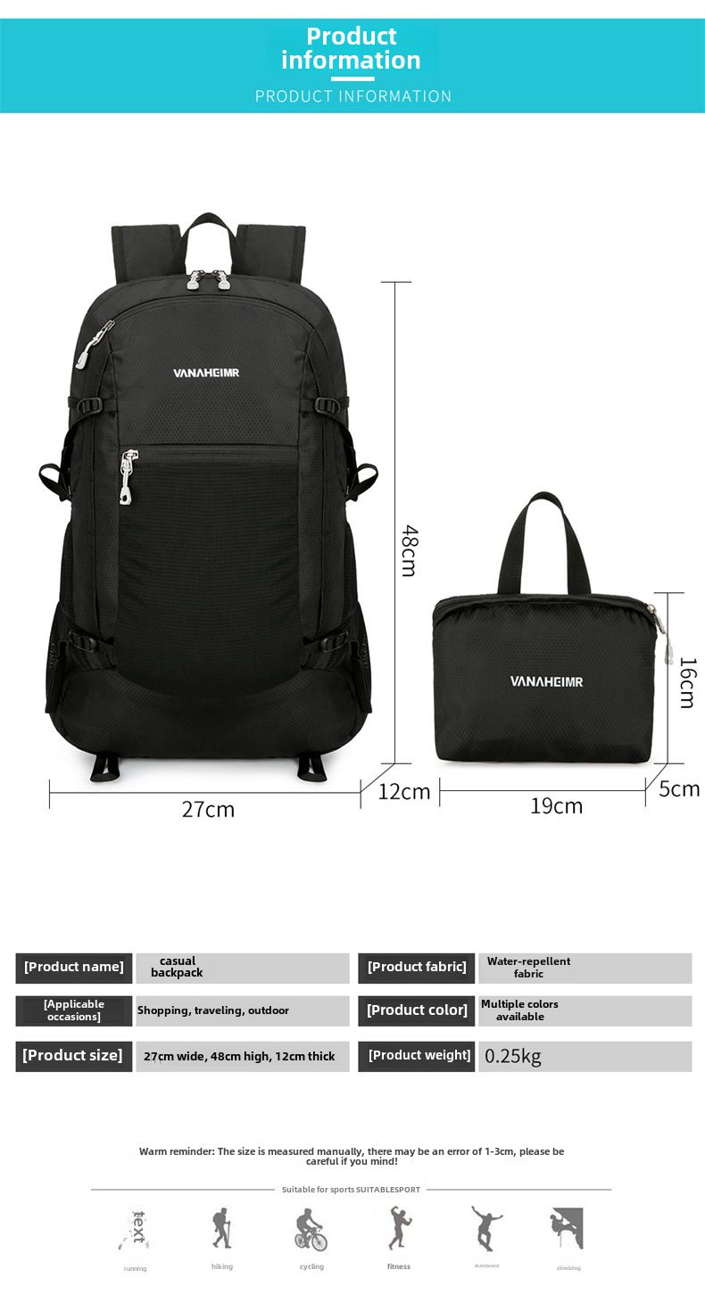 Sac à dos d'alpinisme léger et multifonctionnel, pliable et anti-éclaboussures, pour l'extérieur et la journée_voghion.com