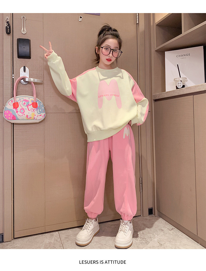 Mädchen-Hoodie-Set, 2024 neue trendige Frühlings-Herbst-Kleidung, zweiteilig für Mädchen und Kindersport_voghion.com
