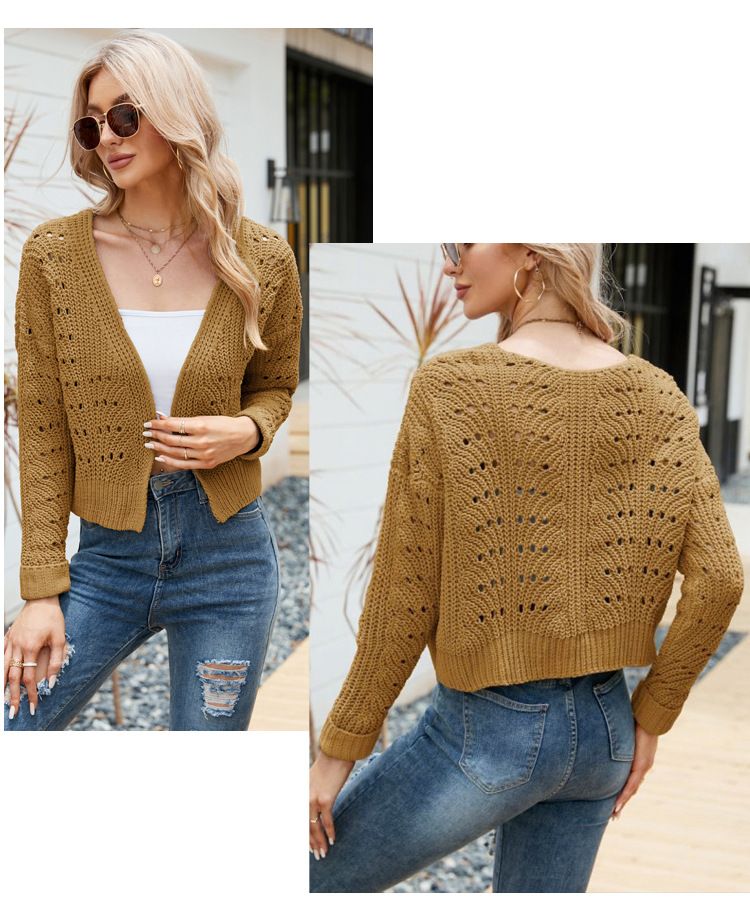 Lässiges Westentop, mittellanger und langer ärmelloser Strickpullover mit V-Ausschnitt, locker sitzende Strickweste_voghion.com