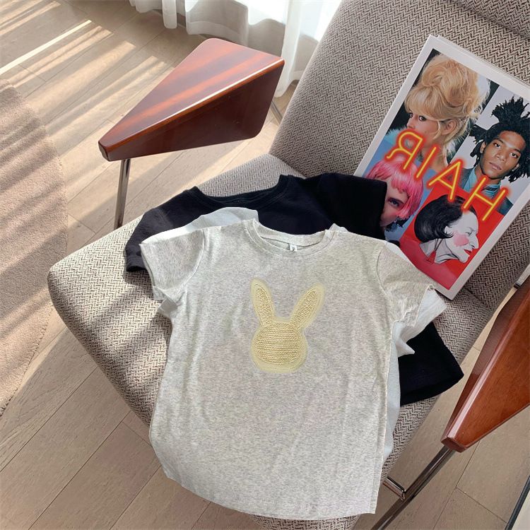 Women's clothing new cute rabbit short-sleeved T-shirt for women, slim and small tops, casual and age-reducing, navel-baring and chic small shirt_voghion.com