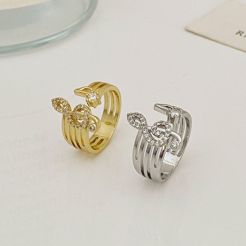 Anelli alla moda con zirconi e spartiti musicali creativi, anelli aperti per donne, ciondoli, gioielli, regalo di nozze femminile_voghion.com