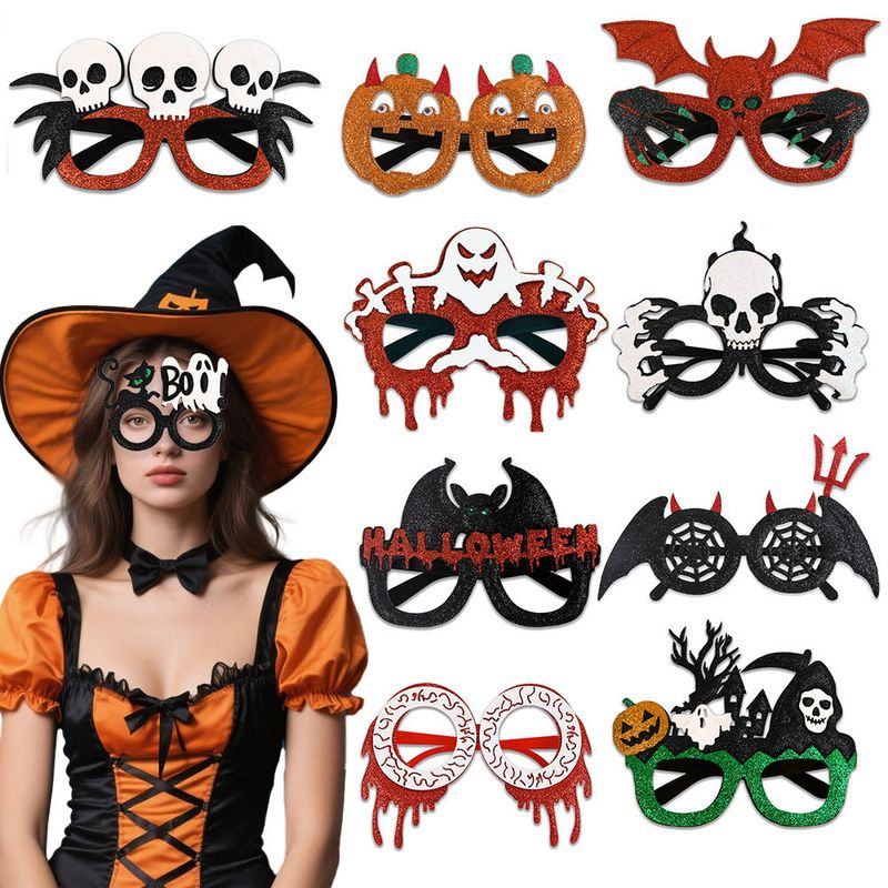 Accessori per foto a forma di zucca - Occhiali per costumi di Halloween per bambini con motivo a teschio di pipistrello_voghion.com