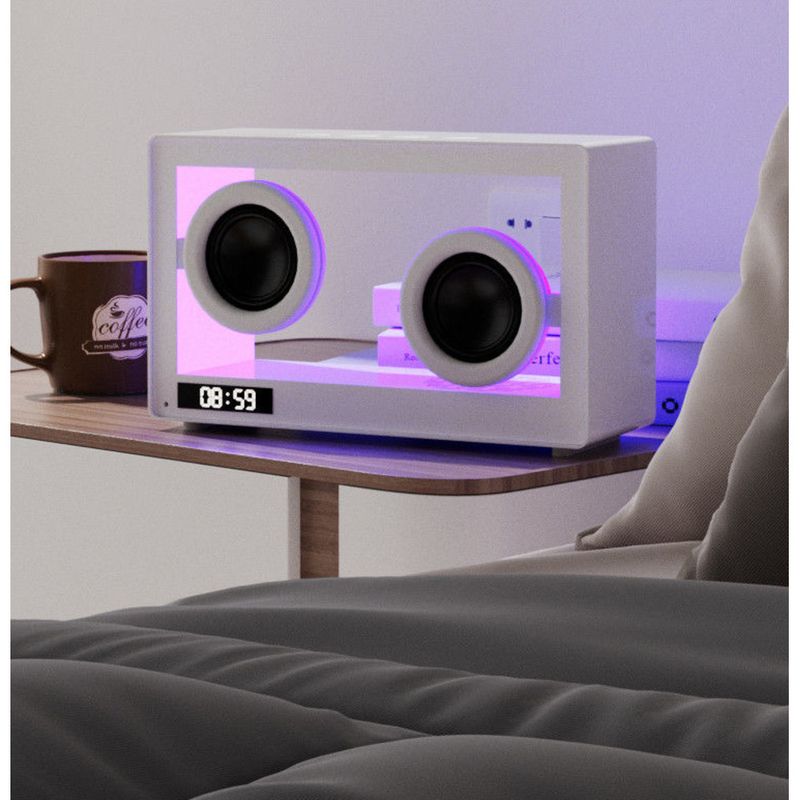 Bureau E-Sports RGB Coloré Créatif Bluetooth Avec Horloge Double Haut-parleurs Maison Haut-Parleur Transparent_voghion.com
