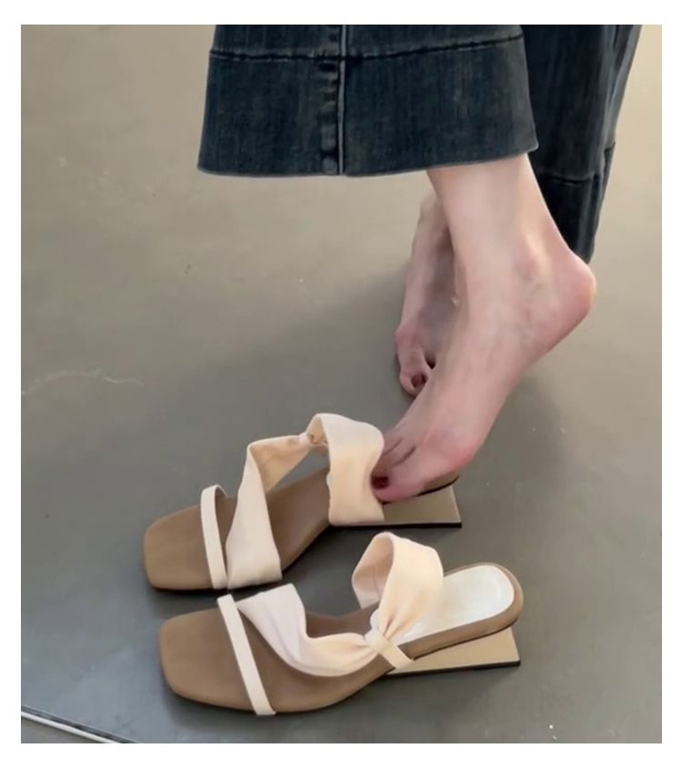 Versione Cabinet Lan ~ Sandali con Tacco Alto, Eleganti Scarpe Quadrate con Zeppa in Stile Francese per Donna con Cinturino a Punta Aperta_voghion.com