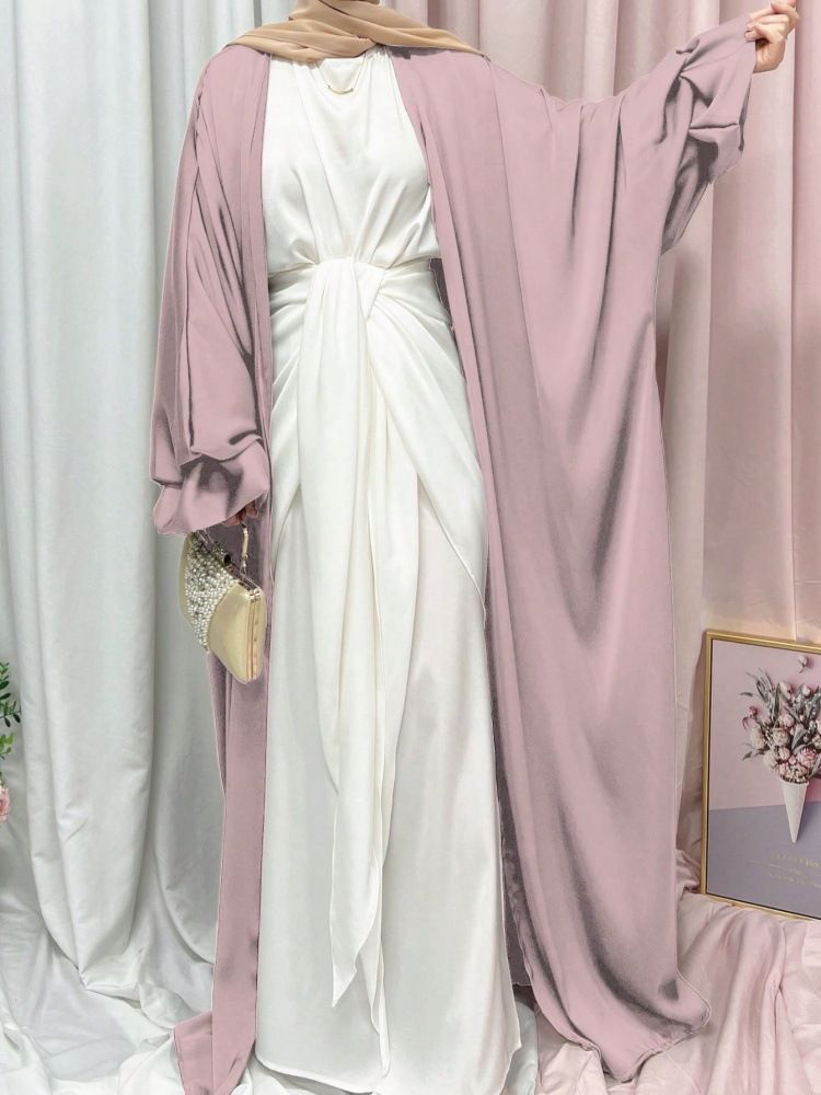2025 Muslim Loriya Turkey Dubai Solid Color Satin Set LR726_voghion.com