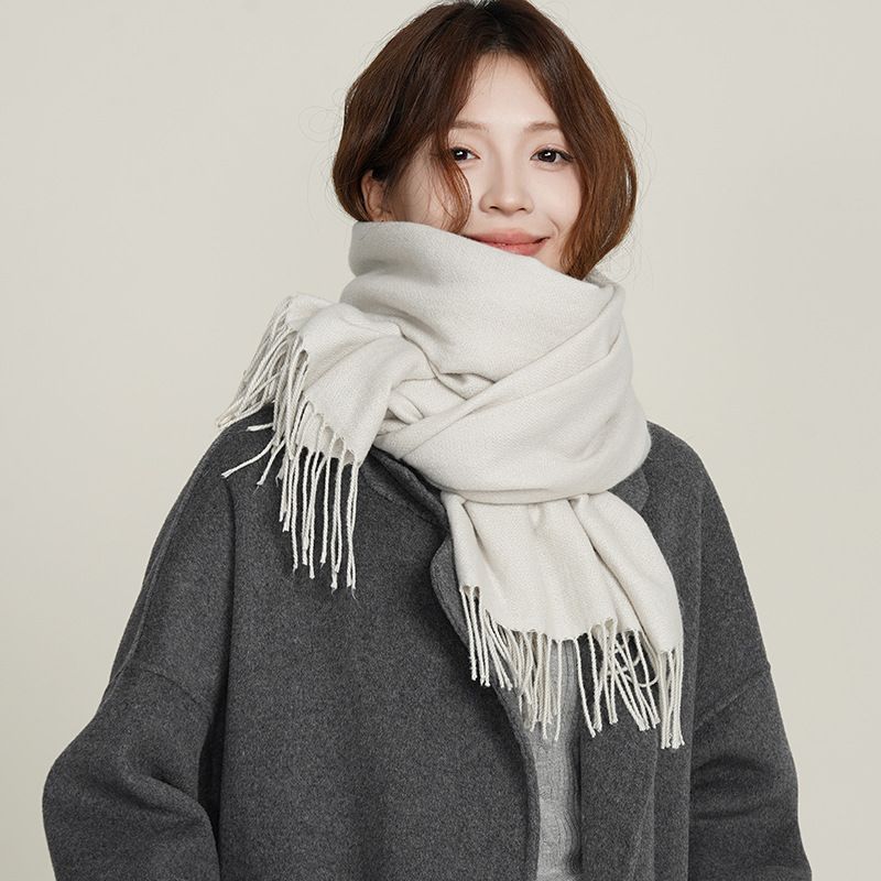 Sciarpa invernale da donna in cashmere imitazione letteraria e artistica autunno e inverno ispessita calda doppio scopo tinta unita versione coreana moda a_voghion.com
