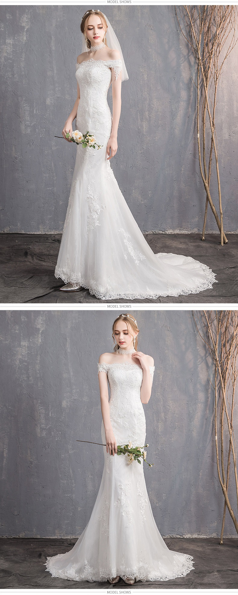 Γυναικείο νυφικό Bride Slim Simple One Shoulder Small Trailing Outlet Dress Small_voghion.com