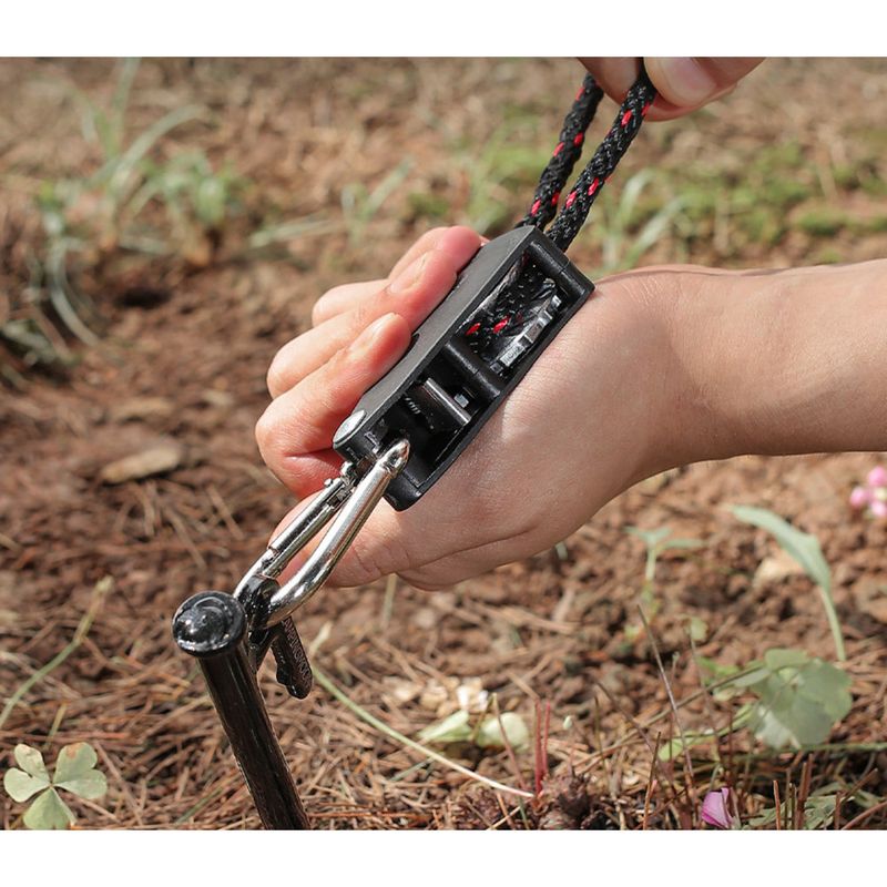 Polea de metal tensora de fijación rápida para toldo de exterior, cuerda de viento para carpa, agrupación de escombros de campamento ajustable_voghion.com
