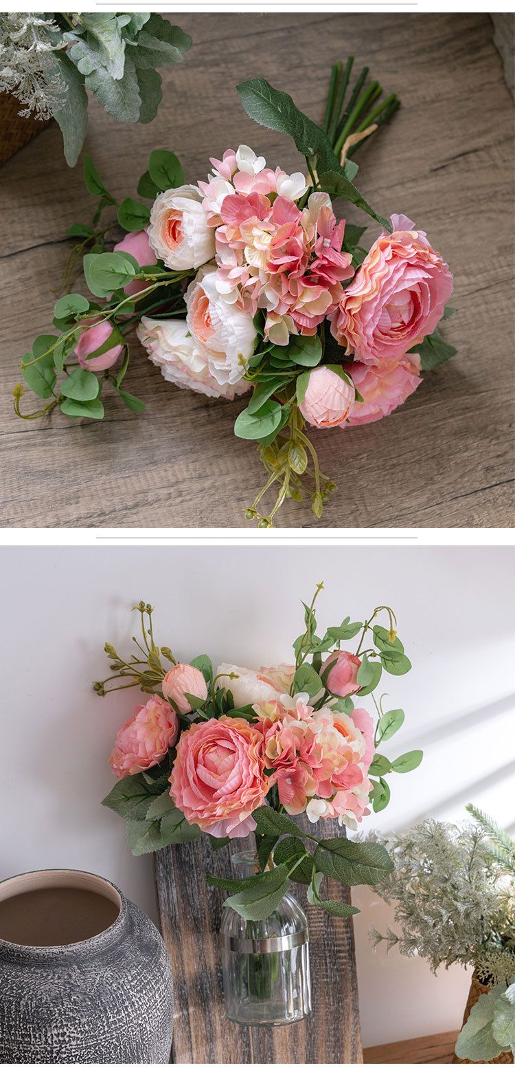 Buket Hortensia Kunstige Blomster Hjem Dekoration Kunstige Blomster Bryllup GF16384_voghion.com