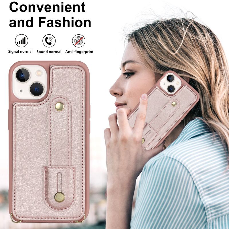Étui bandoulière multifonctionnel en cuir TechGlobe pour iPhone 15, compatible avec iPhone 16, iPhone 14, 13 et Samsung._voghion.com