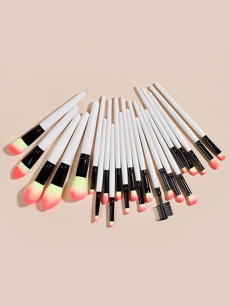 23-teiliges Make-up-Pinsel-Set, weißer Griff, gelb-rosa Haare, Lidschattenpinsel, loser Puderpinsel, Beauty-Tool GUJHUI_voghion.com