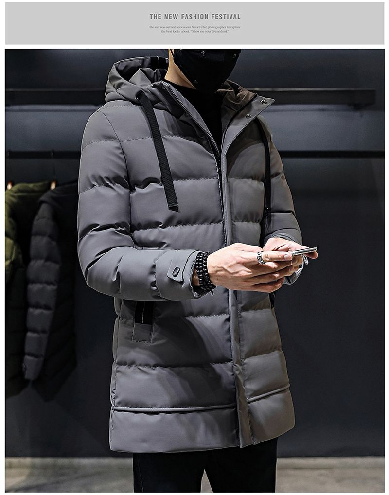 Giacca invernale di media lunghezza da uomo Cott ispessito versione coreana vestibilità slim con cappuccio da ragazzo_voghion.com