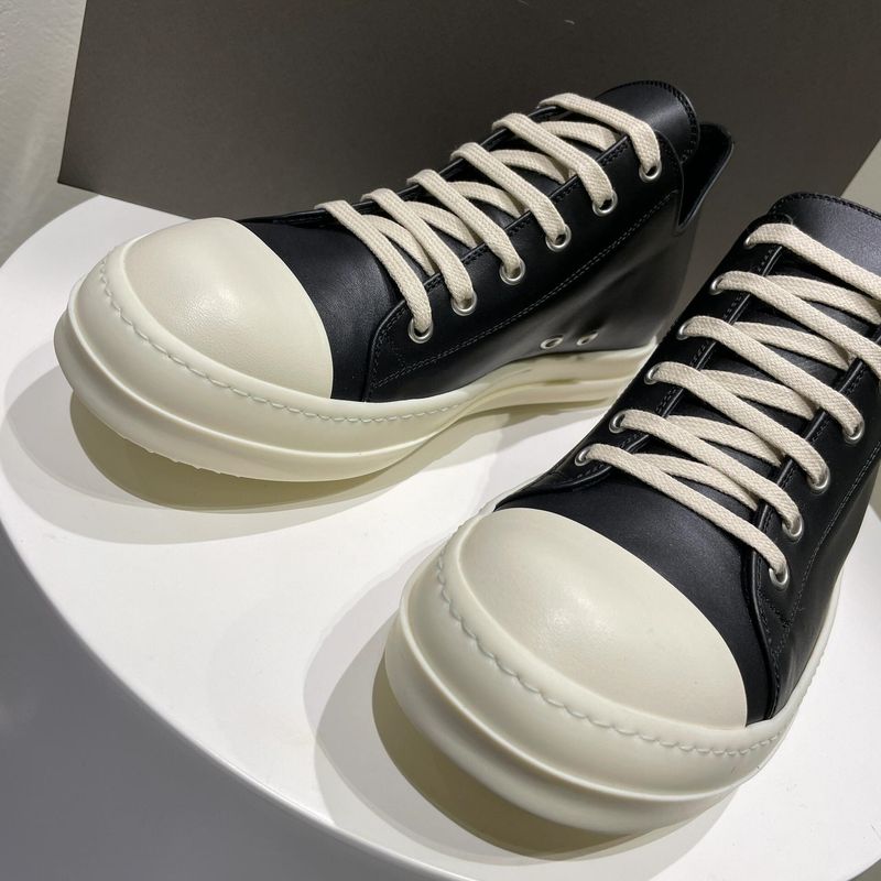 RO Super Popular Shoelace Couple Canva Shoe 25 New Genuine Leather Round Toe Lace Thick Sole Caual Veratile_voghion.com