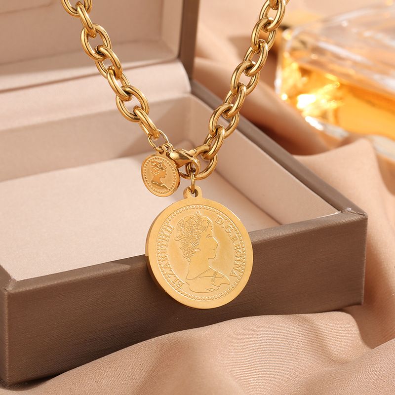 Fashionable Personalized Portrait, Round Brand Titanium Steel Pendant Chain, High-end Temperament, Cold And Simple Style_voghion.com