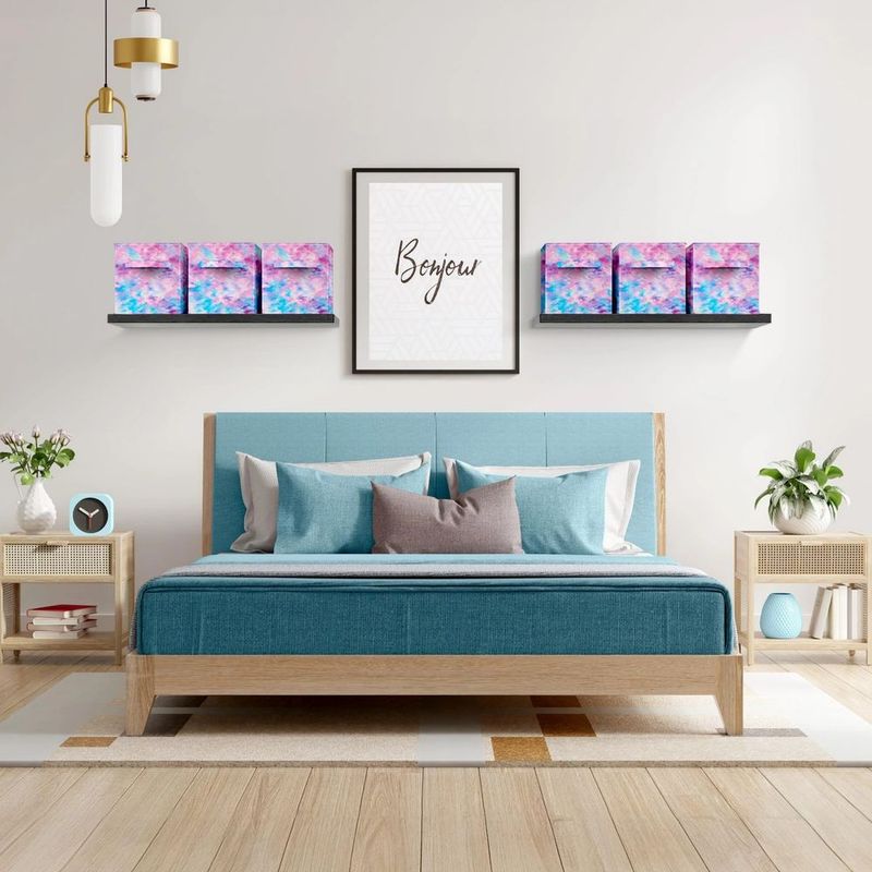 Colorful Cube Storage Bins, Set Of 6 Foldable Collapsible Storage Box With Handles, 11" Fabric Storage Cubes Organizers For Shelves, Pink_voghion.com