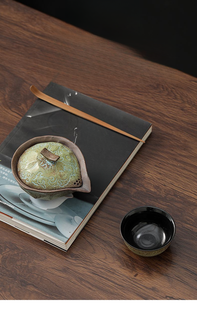 Lao Yan Handmade Firewood Fired Coarse Pottery Quick Japanese Style Single Household One Pot Kung Fu Set Tea Cup_voghion.com