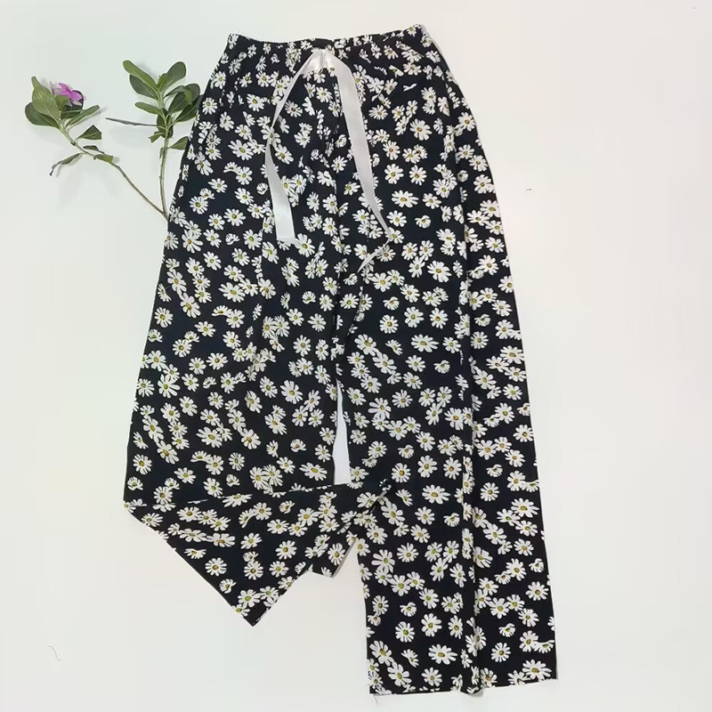 Pyjama aus Baumwolle und Seide für Damen in großen Größen, lockere Hose für Schwangere, reine Baumwolle, dünne, weite Sieben-Punkt-Einzelhose_voghion.com