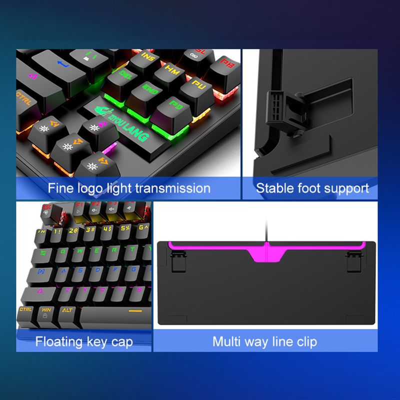 Tastiera meccanica universale con retroilluminazione RGB cablata a 87 tasti Farfi K2, accessorio per computer_voghion.com