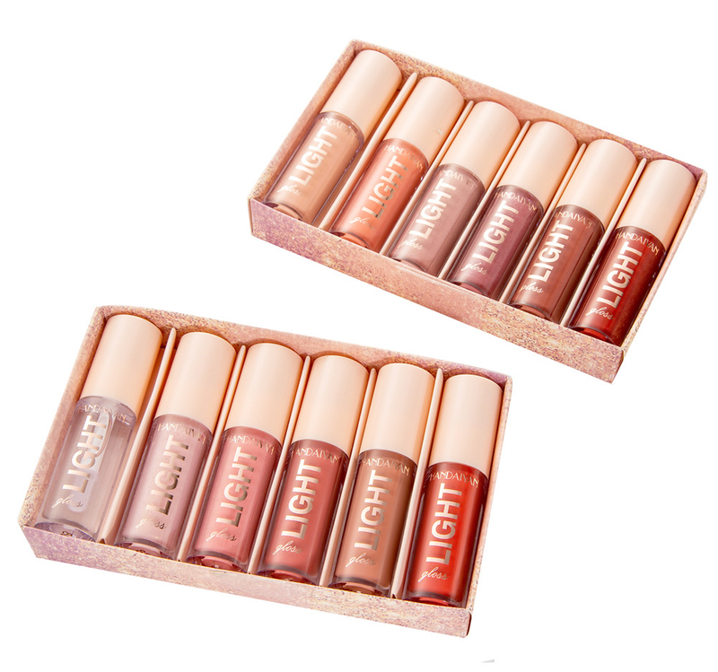 Explosive HANDAIYAN Mirror Water Gloss Liquid Lacquered Glass 6 Pack Lipstick Set Gift Box_voghion.com