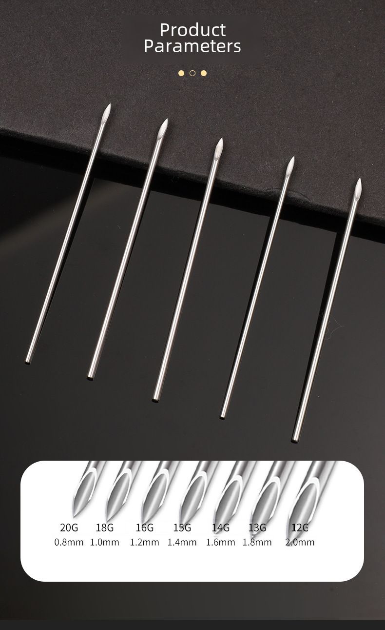 Yilong équipement de tatouage transfrontalier jetable aiguille de perforation aiguille de perforation outil de bijoux nez ongles lèvre ongles 14G16G_voghion.com