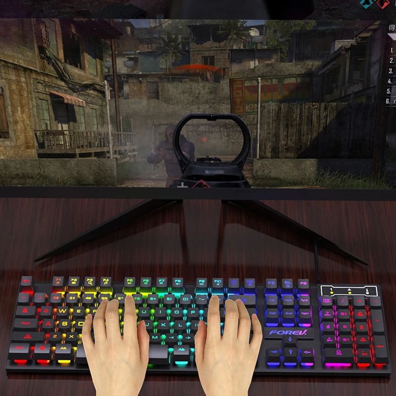 104 Key Backlit Mechanical Wired Gaming Keyboard Waterproof Luminous Keyboard And Mouse Set For Gamers PC Laptop Office_voghion.com