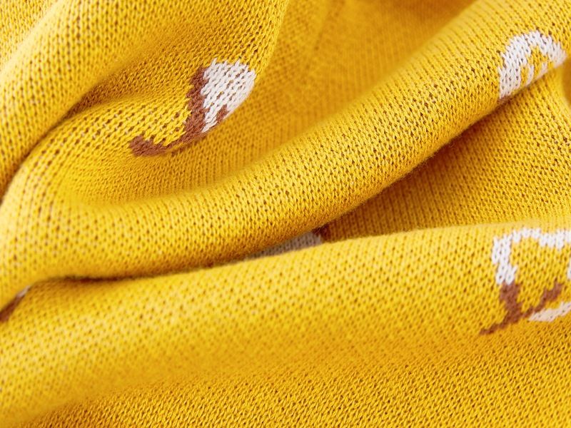 Cardigan in morbido cotone jacquard per bambine - Maglione lavorato a maglia a maniche lunghe con scollo rotondo e bottoni - Caldo ed elegante per bambini e bambine (80-140 cm, giallo)_voghion.com