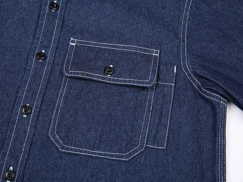 İlkbahar Sonbahar Kargo Gömlek Erkekler Uzun Kollu Çizgili Batı denim gömlek Safari Tarzı Askeri Erkek Gömlek Çok cepler Erkekler Tops_voghion.com