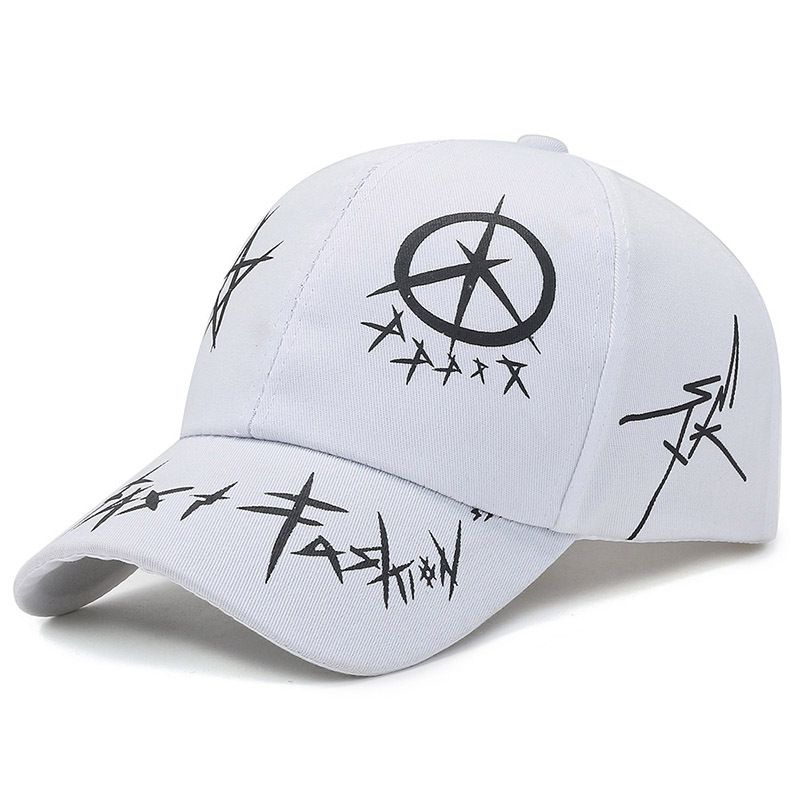 Hat Spring Summer New Korean Fashion Letter Baseball Personality Patchwork Print Trendy Street Sunshade Duckbill Cap_voghion.com