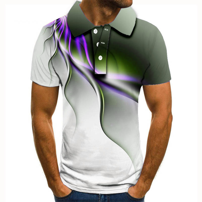 Jauns modes 3D polo krekls vīriešu modes apģērbs ikdienišķs piegulošs slaids polo krekls ar pogas augšdaļu_voghion.com