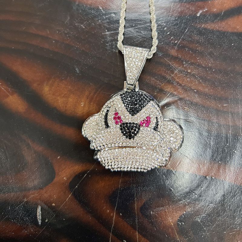 Unisex Hip Hop Necklace Full Of Diamonds Three Dimensional Monkey Pendant Trendy Domineering Jewelry Cool Street Dance Tennis Chain Gorilla_voghion.com