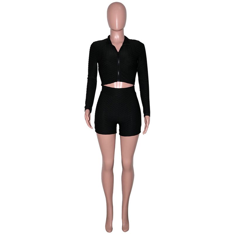 Trendy effen trainingspak met ananasprint voor dames – bijpassende casual outfit met lange mouwen (S/M/L/XL/XXL)_voghion.com