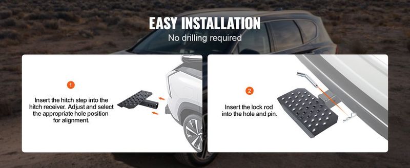 VEVOR Hitch Step For 2" Receiver Universal Trailer Tow Rear Bumper Guard Steel_voghion.com