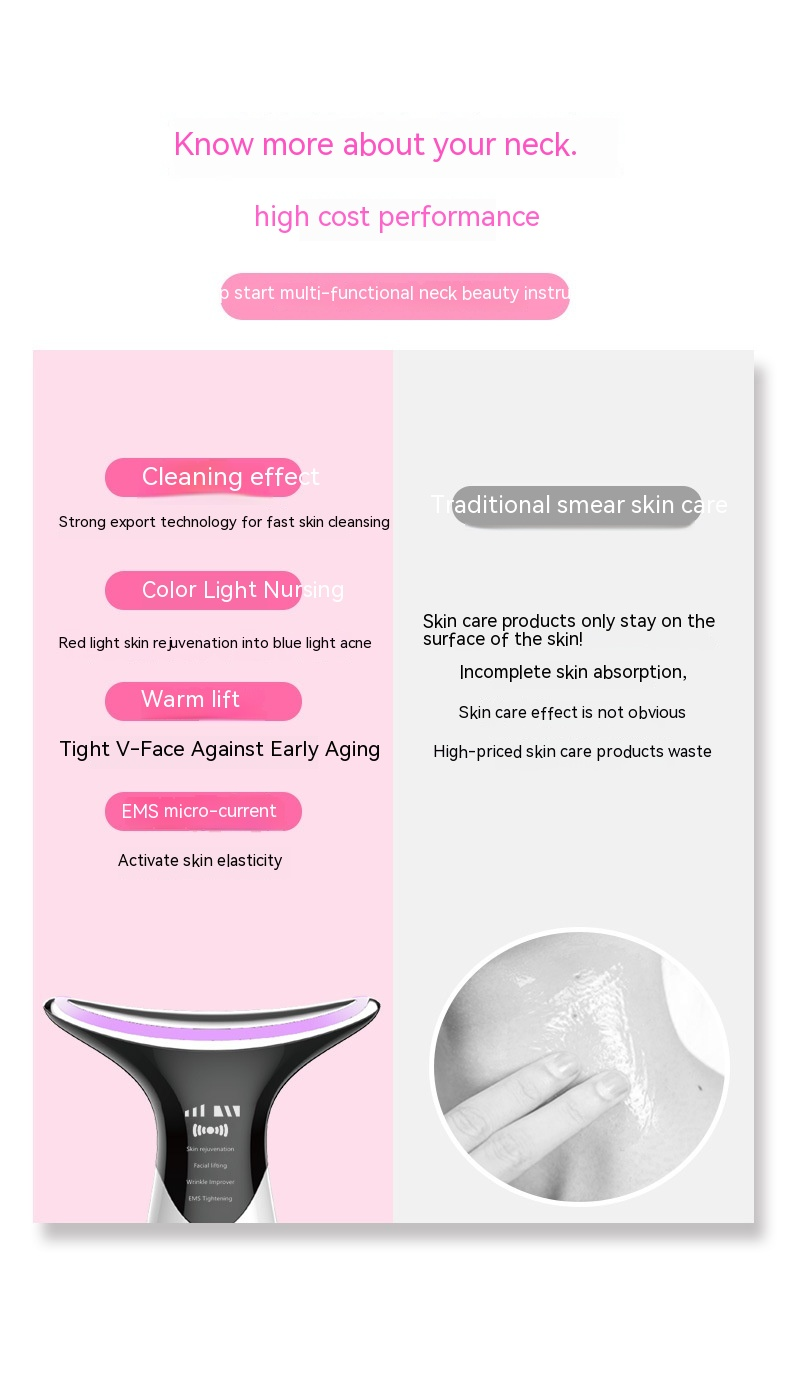 Neck lighting lines, lifting, tightening, anti wrinkle mass, false color light and adjustment instrument for_voghion.com